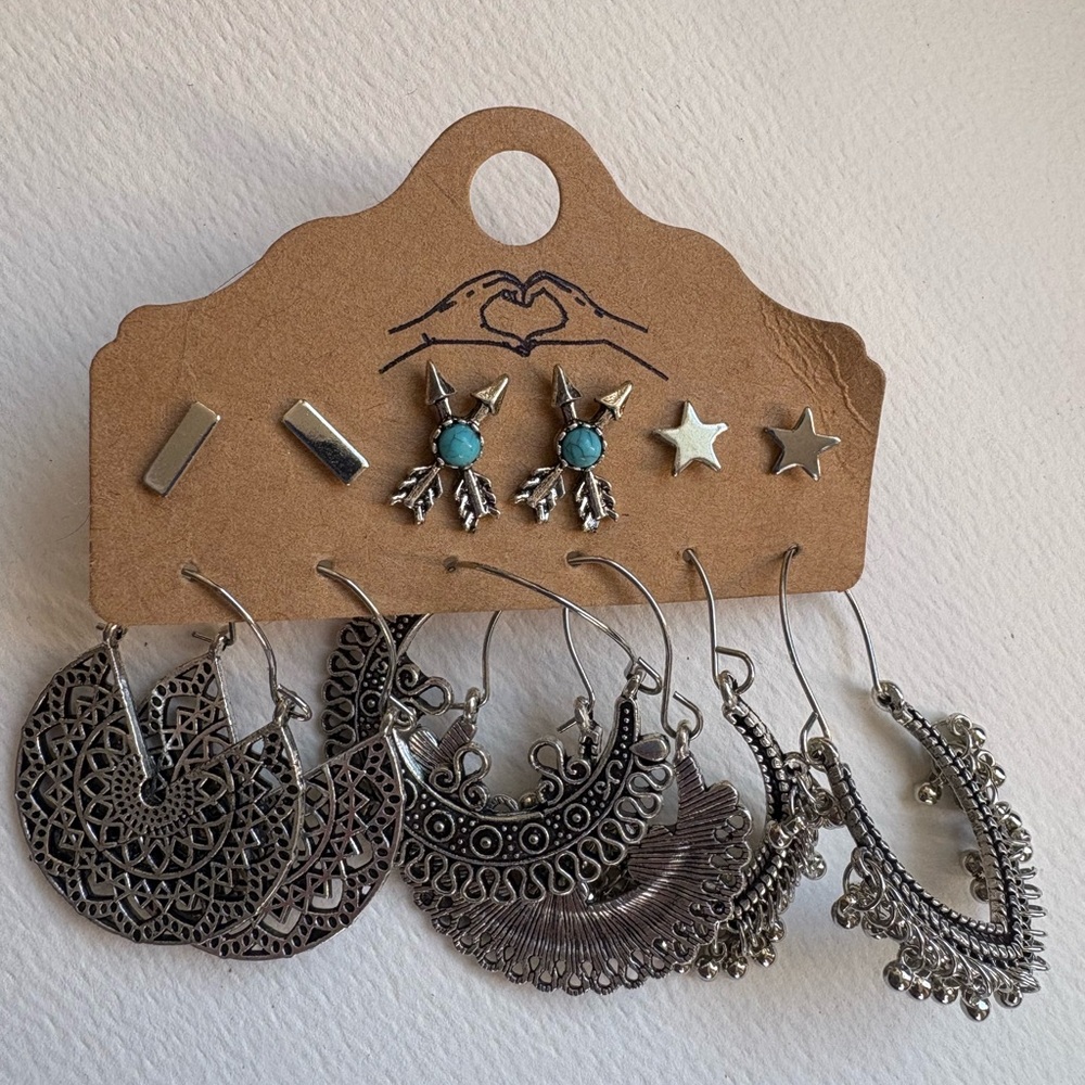 Silver and Turquoise Earring Set